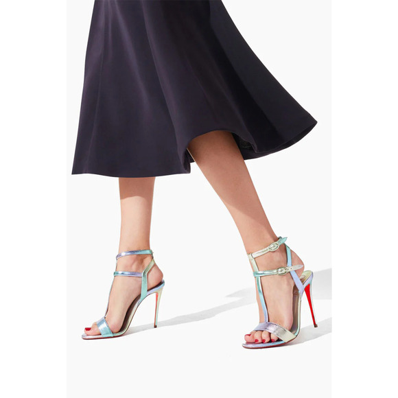 Christian Louboutin Mara 100 Multicolor Purple Sandal Ankle Strap Heel Pump 36.5 - Picture 4 of 12